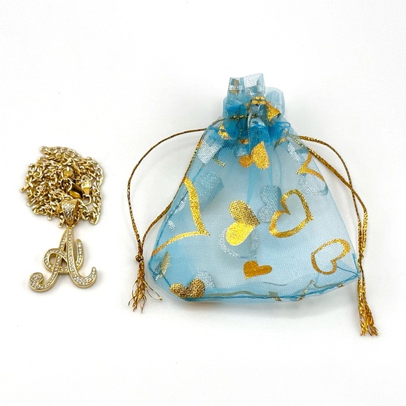 18K Gold Plated over 925 Solid Sterling Silver "A" Letter Necklace - Picture 8 of 9